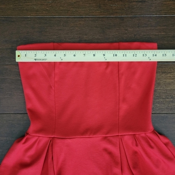Mango Red Strapless Peplum Knee Length Cocktail Pencil Dress Women's Size XS - Picture 7 of 10